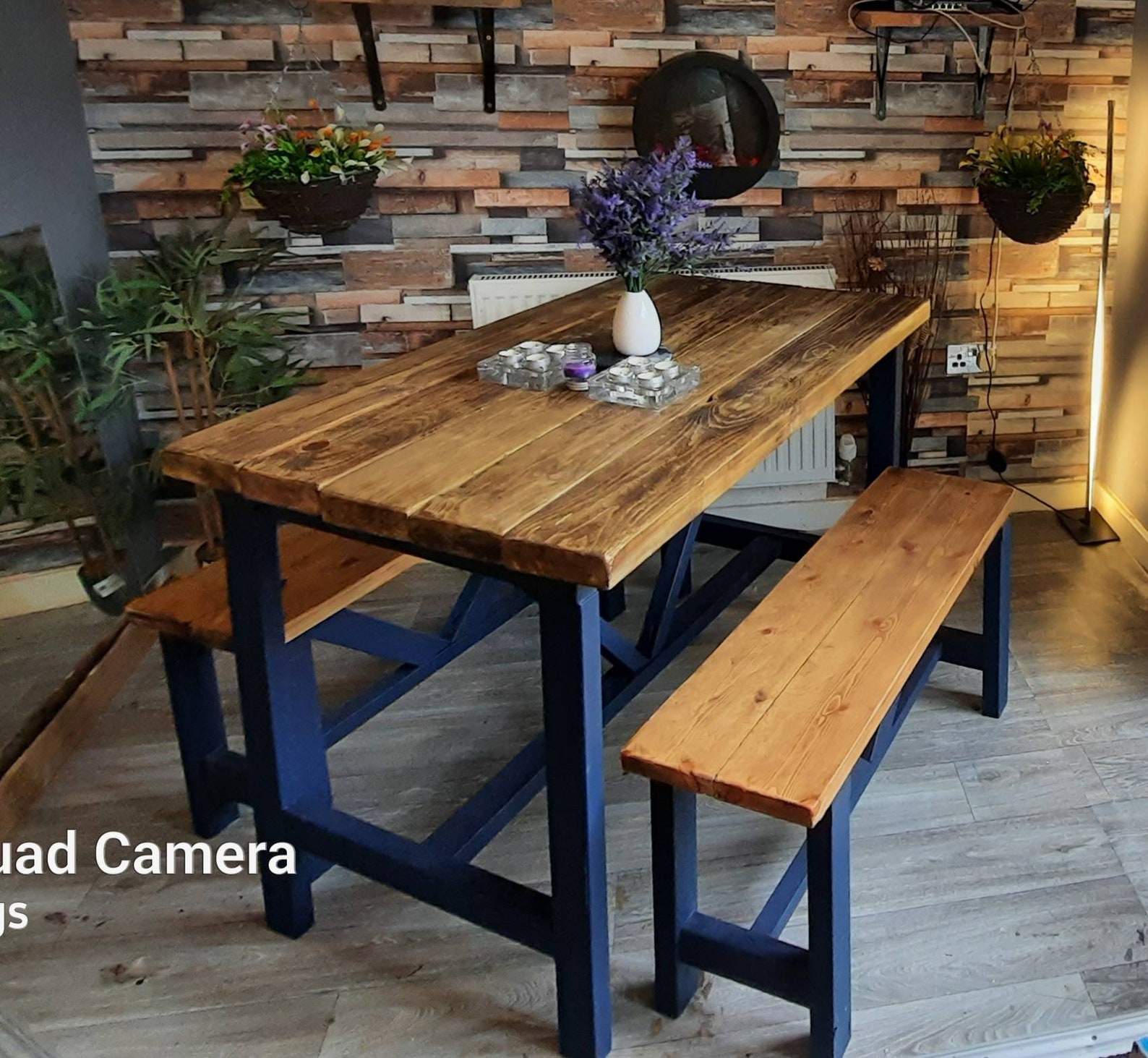 Bespoke Solid Chunky Wood Dining Table With Benches Etsy UK