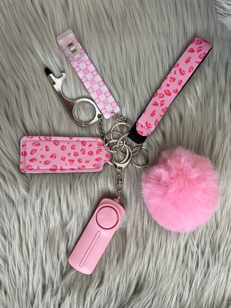 Pink Patchy Safety Keychain Set Etsy
