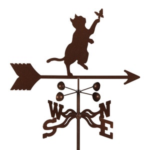 Hand-Crafted Cat and Butterfly Weathervane w/WARRANTY