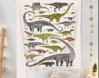 Cartoon Dinosaur Chart Tapestry, Animal Tapestry Wall Hanging, Wall Mural Wall Decoration, Dinosaur Blanket for Kids Gift, Kid's Room Decor