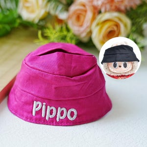 Creative Fisherman's Hat For Doll, Custom Bucket Hat For Toy, Handmade Doll Fitted Cap, Mini Hat for 17 cm Toy, Embroidered Doll Name