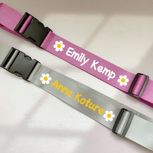 Custom Luggage Strap With Flower Pattern, Custom Your Name Luggage Strap, Suitcase Safe Luggage Belt, Travel Luggage Straps For Men/Women