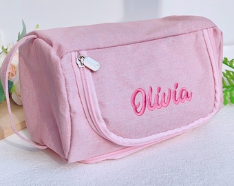 Large Capacity Pink Pencil Case, Custom Embroidery Pencil Pouch With Name, Pencil Bag with Zipper, Personalized Gifts for Students