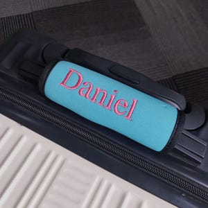 Personalized Luggage Handle Wrap, Embroidered Luggage Wrap for Suitcase, Custom Name Luggage Handle, Gift for Traveler, Travel Accessories