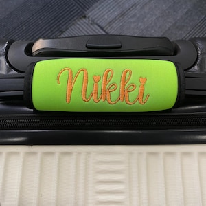 Custom Embroidered Name Luggage Handle Wrap, Personalized Luggage Wrap for Suitcase, Custom Luggage Handle With Name, Travel Accessories
