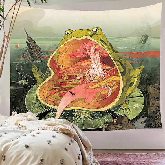 Creative Frog Tapestry Frog Wall Hanging World in Frog Tapestry