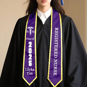 Custom RN Nursing Graduation Stole, Personalized Registered Nurse Grad Sash, Class of 2025, Customized Graduation Stole with Name, Grad Gift