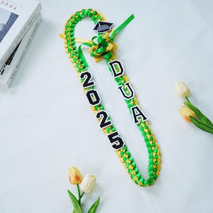 Collier de remise des diplômes 2025 avec bracelet, ruban de satin tressé personnalisé, collier cadeau pour seniors, collier personnalisé