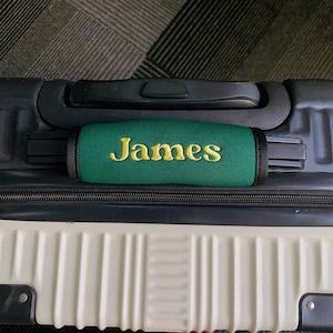 Personalized Luggage Handle Wrap, Embroidered Luggage Handle Cover, Custom Luggage Handle With Name, Gift for Traveler, Travel Accessories