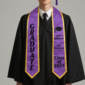 Custom Graduation Stoles, Class of 2025 Stoles Graduation, Customized Graduation Stole with Name, Personalized Grad Stole Sash, Grad Gift