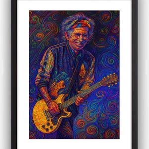 Keith Richards Inspired Psychedelic Wall Artwork Painting Display Rock The Rolling Stones Keef