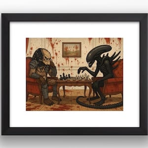 Alien vs Predator Chess Game Wall Art poster Display Horror Comedy Movie Film