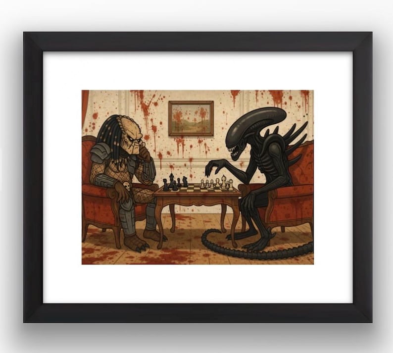 Alien Vs Predator Chess Game Wall Art Poster Display Horror Comedy ...