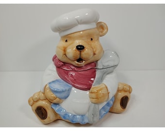 Sunshine Brand ,Vintage Teddy Bear Chef Ceramic Cookie Jar/ Canister,