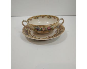 Juego de crema y platillo de porcelana Syracuse China Old Ivory Rose Marie, vintage.