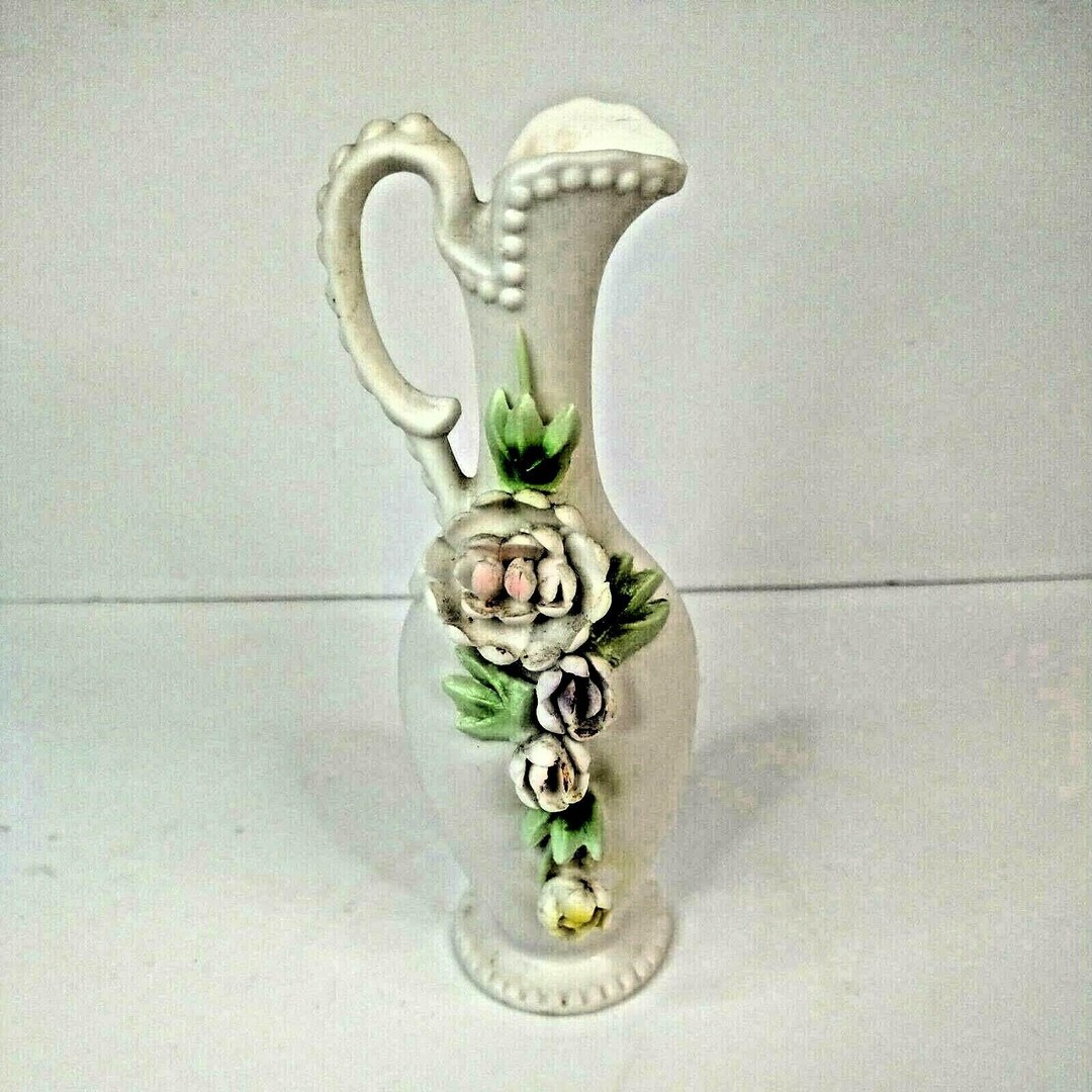 Vintage Porcelain Bud Vase With Applied Flowers - Etsy