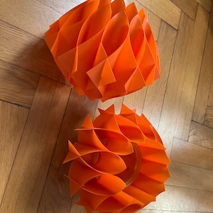 Pair of Beautiful Small-Sized Pendant Lamps in Orange - Designed by L. Schioler for Hoyrup 1970s Denmark