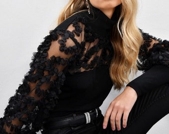 Sexy Black Blouse - Etsy