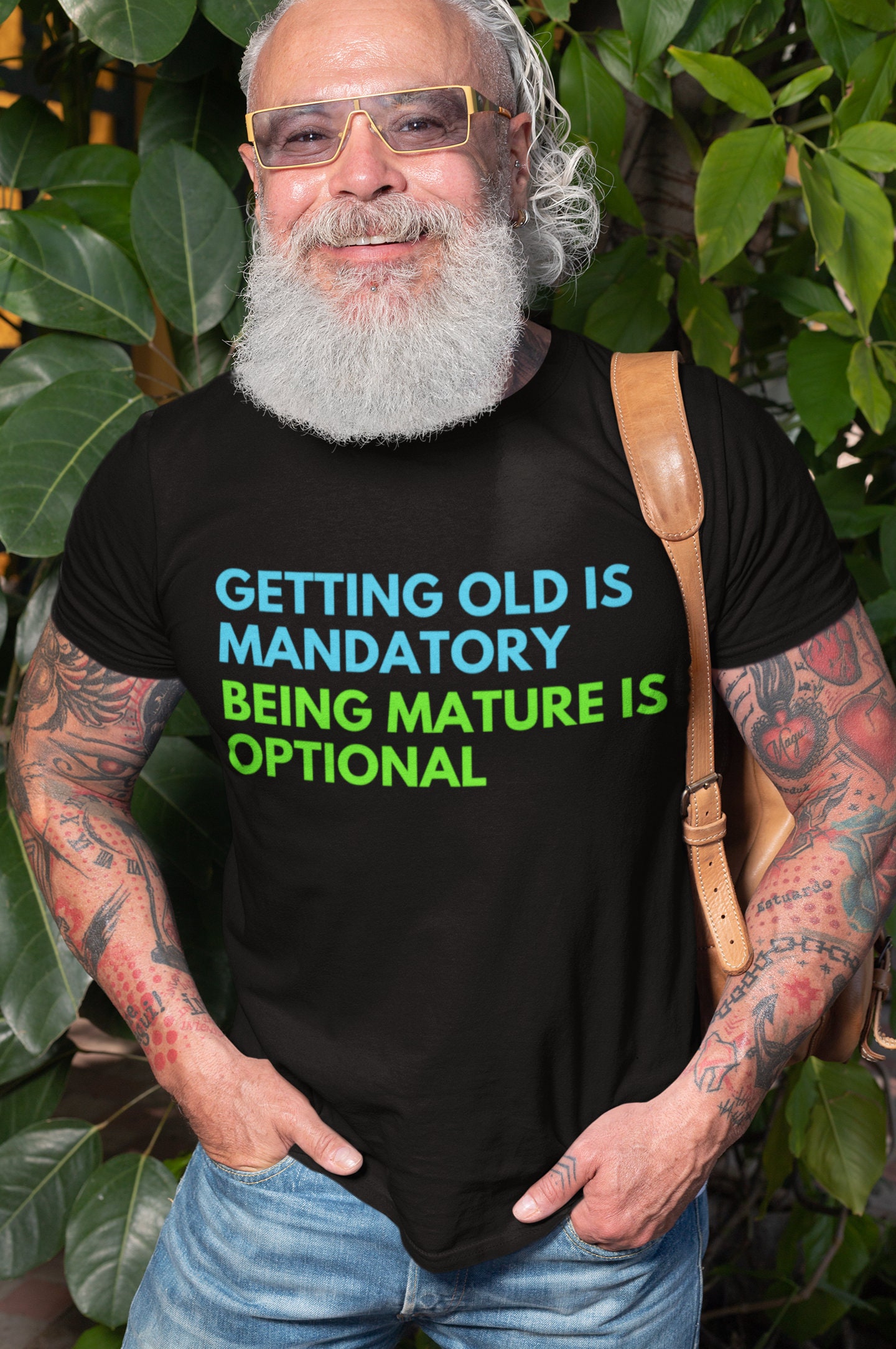 Getting Old Is Mandatory Unisex Crewneck T-shirt Grandad, Dad, Gift, For Him, Uncle, Old Age