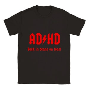 AD/HD Unisex Crewneck T-shirt, Mental Health, Adhd, Acdc, Classic Rock, Metal, Lustig, Albern, sarkastisch