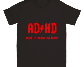 AD/HD Unisex Crewneck T-shirt, Mental Health, Adhd, Acdc,  Classic Rock, Metal, Funny, Silly, Sarcastic