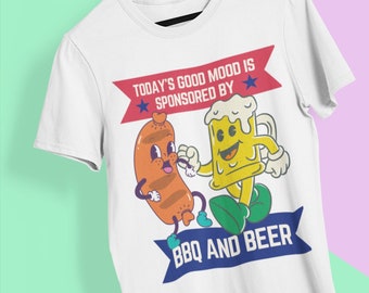 BBQ And Beer Unisex Crewneck T-shirt Dad, Brother, Novelty, For him, funny.