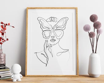 Minimalist Butterfly Line Art Print | Empowered Women (Digital Download)