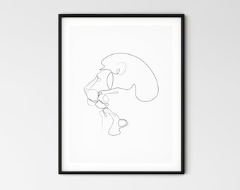 Minimalist Lion Wall Art Print | Living Room Wall Print | Personalized Gift | Best Design | One Line Art | One Line Drawing | Lion art print