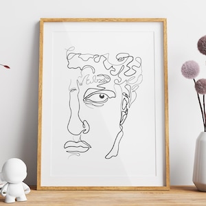 David Michelangelo Printable Wall Art | Michelangelo Drawing | Statue of David | Continuous Line Art | Renaissance Art SVG | Bathroom Decor