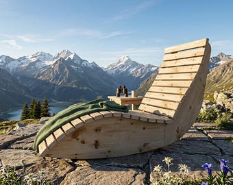 Holzliege Relaxliege Schaukel Liege Holz Himmelsliege Waldsofa Sonnenliege