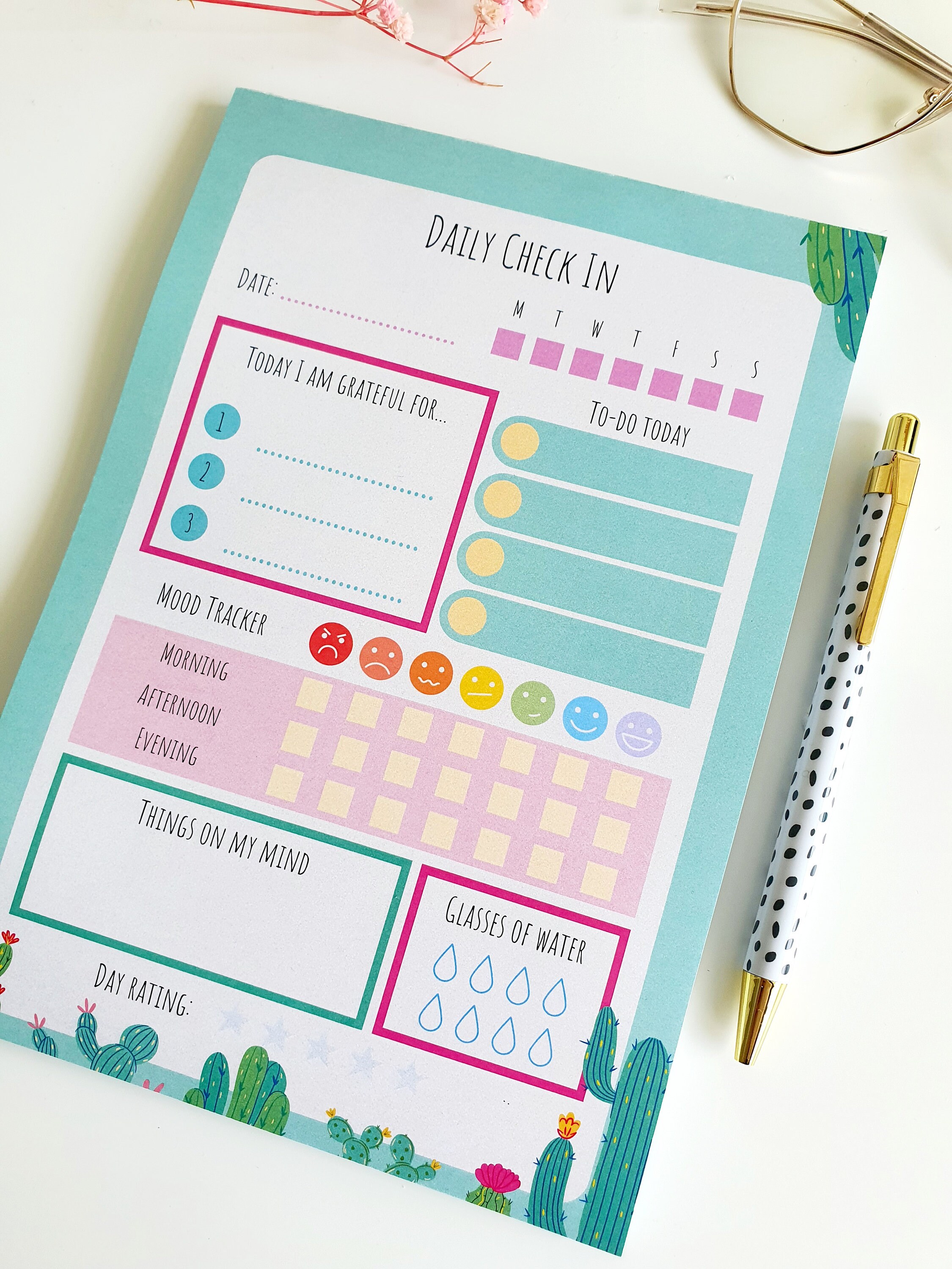 Daily Mood Tracker A5 Notepad Cactus Mindfulness Journal - Etsy