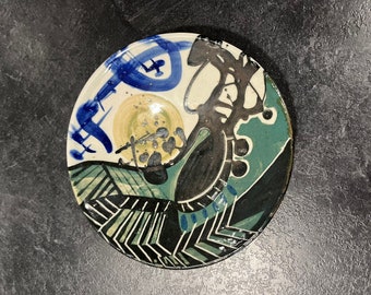 Wayne Ngan Unique Hand Painted Footed round low profile dish