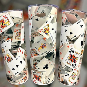 20oz Tumbler Stainless Steel Casino Themed Playing Cards Design