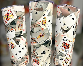 20oz Tumbler Stainless Steel Casino Themed Playing Cards Design