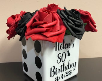 Personalized Casino Vase for Casino Poker Theme Party Dice Themed