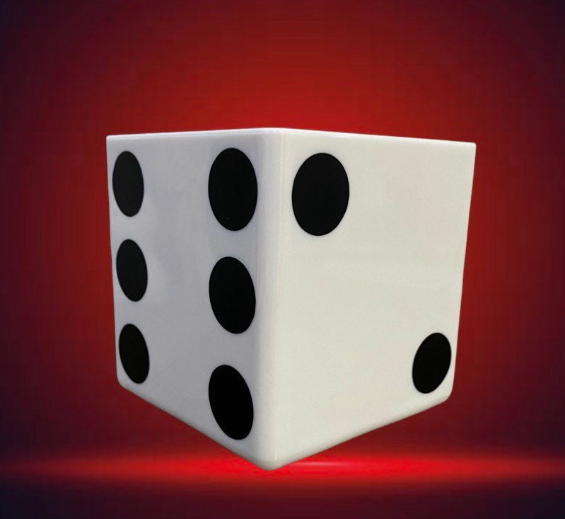 Casino Dice Poker Themed Centerpiece Vase
