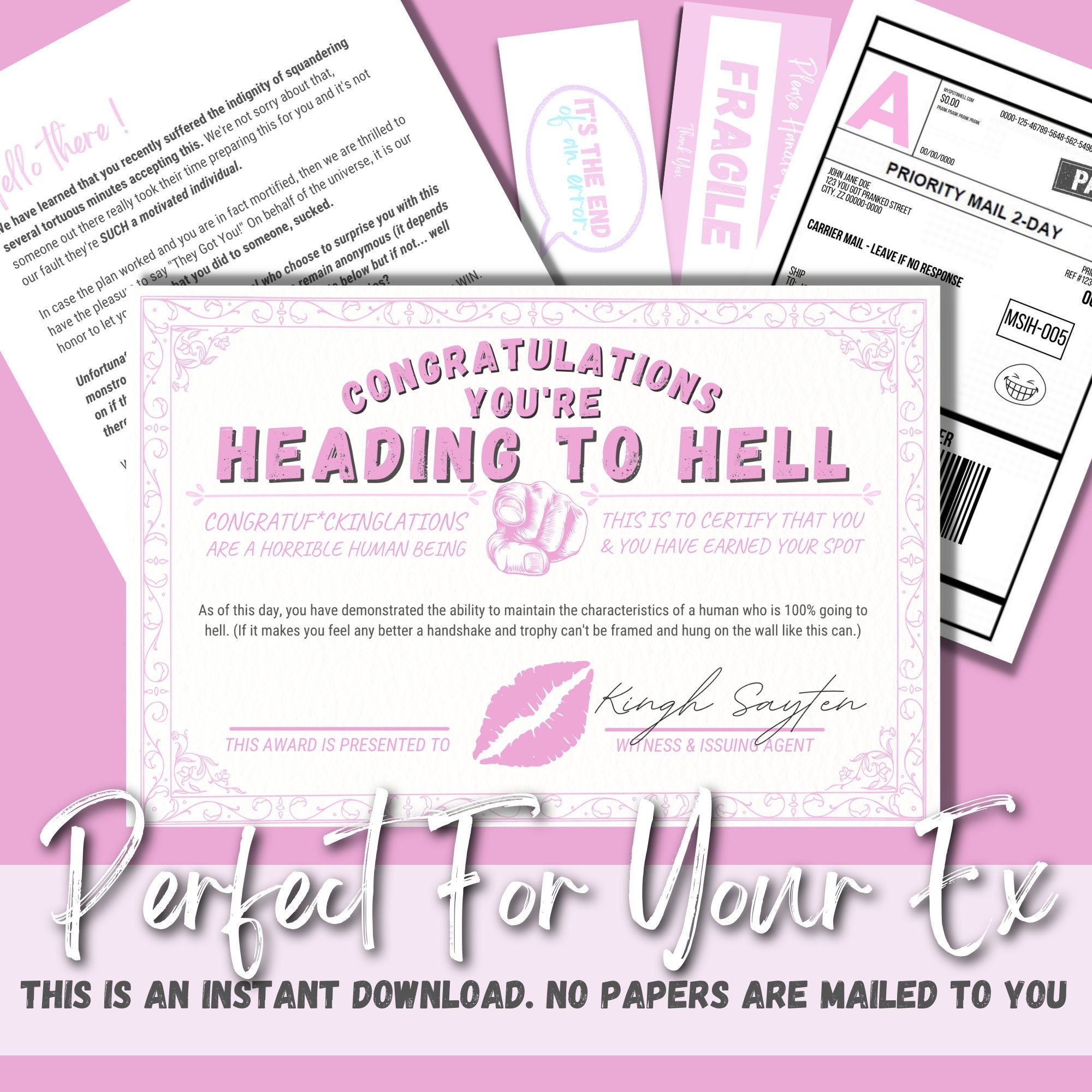 youre heading to hell printable breakup divorce party etsy