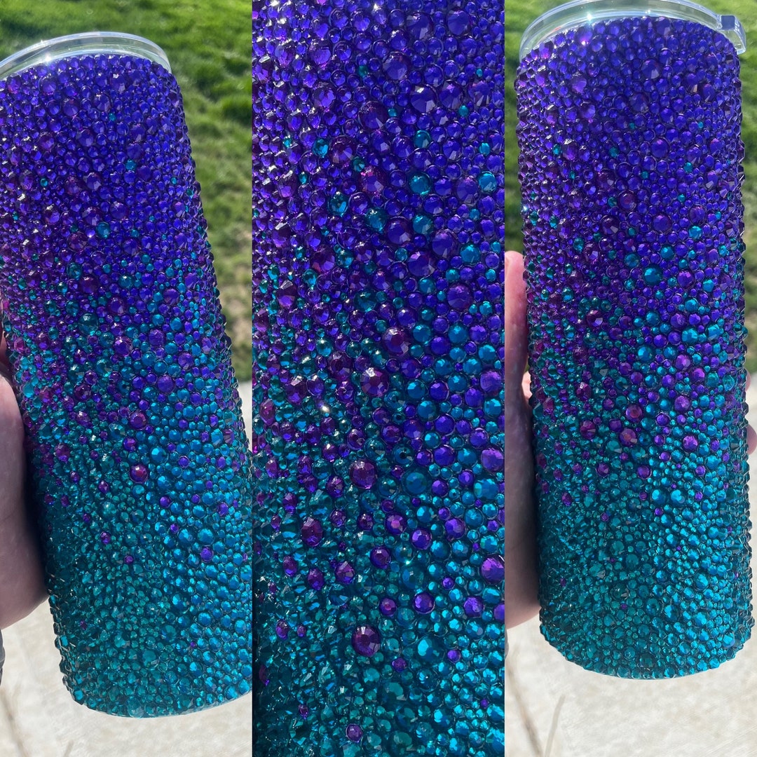 Purple and Teal Ombre Rhinestone Tumbler - Etsy