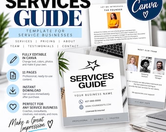 Editable Services Guide Template, Canva Service Pricing Guide, Small Business Service Template, Client Guide, Digital Download