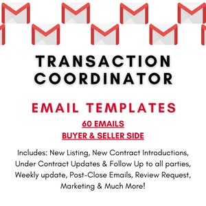 Transaction Coordinator Email Bundle, 60 Transaction Coordinator Emails, Real Estate Emails, Real Estate Transaction Templates