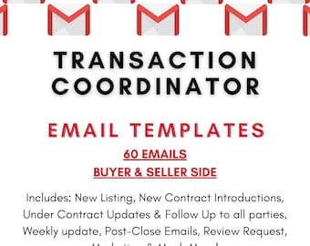 Transaction Coordinator Email Bundle, 60 Transaction Coordinator Emails, Real Estate Emails, Real Estate Transaction Templates