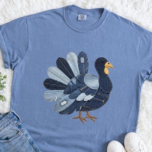 Patchwork Turkey Shirt, Thanksgiving Sweatshirt, Farmhouse Sweater, Fall Season Tee, Turkey Squad Shirt, Comfort Colors T-Shirt