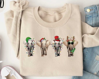 Elephants Christmas Sweatshirt, Merry Christmas Shirt, Elephant Shirt, Elephant Lover Shirt, Christmas Gifts, Animal Christmas Sweatshirt