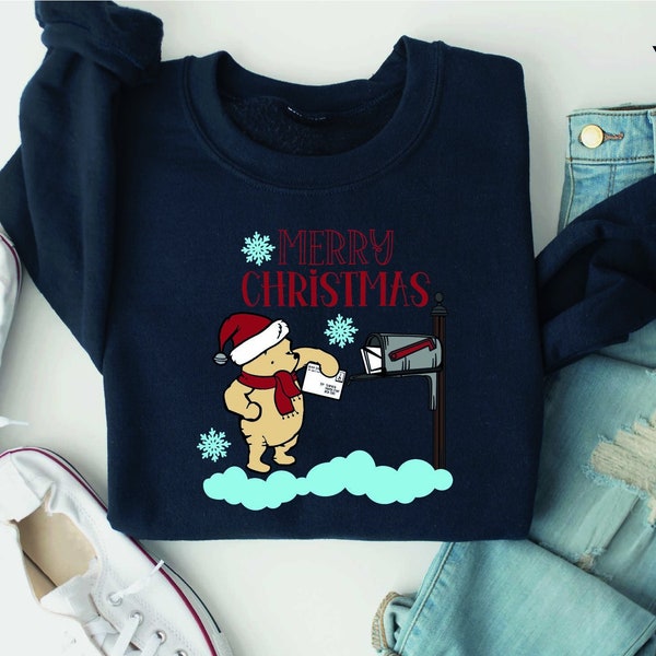 Christmas Winnie The Pooh Sweatshirt, Tiger Christmas Sweatshirt, Eeyore Christmas Hoodie, Disney Xmas Hoodie, Cute Christmas Pooh Hoodie