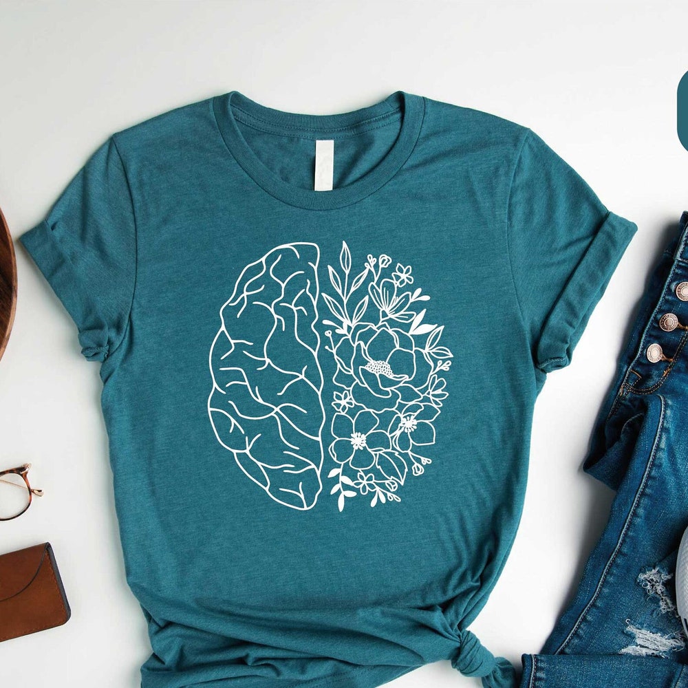 Floral Brain Anatomy Shirt, Nursing School Shirt, Brain Flowers Shirt, Mental Health Shirt, Nurse Shirts, Behavior Shirt, Motivational Shirt Citychiefshoes