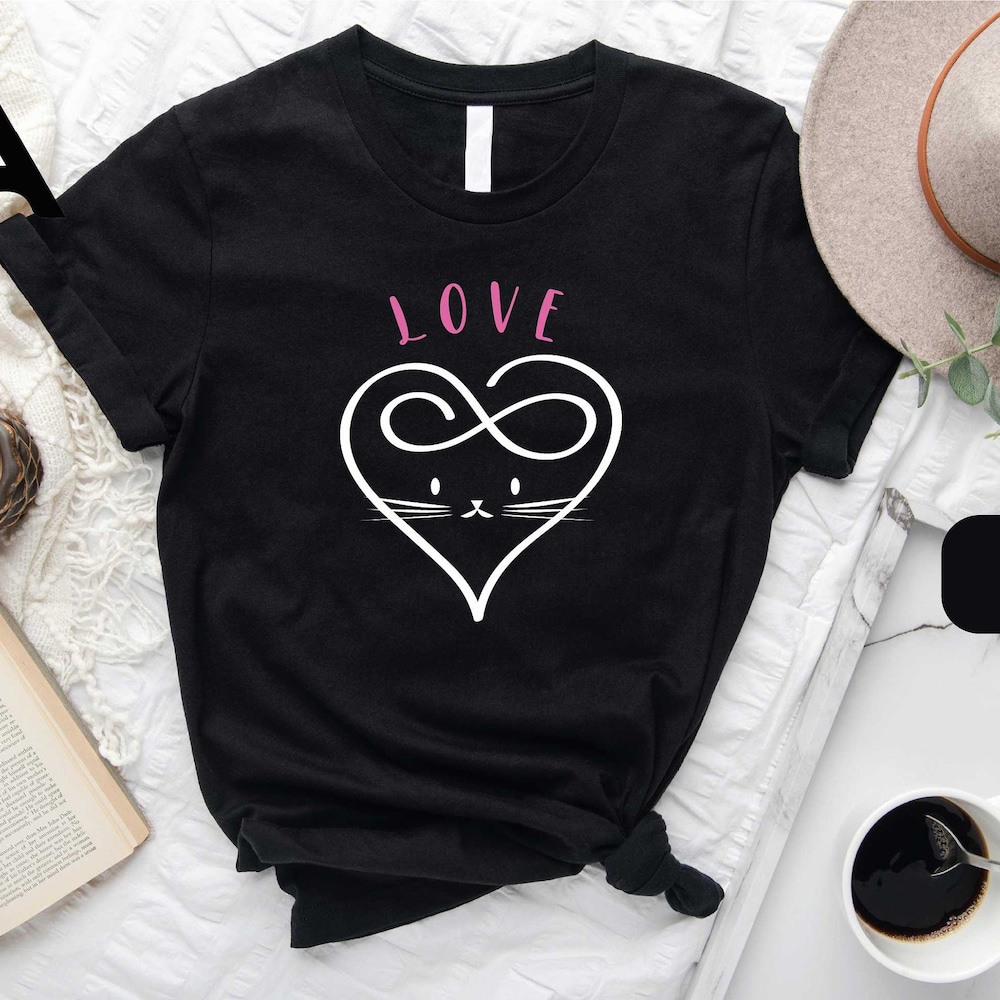Cat Love Shirt, Love Shirts, Valentines Day, Cat Face Shirt, Valentines Shirt, Lover Shirts, Cat Shirt, Cat Mom Shirt, Couple Gifts Shirt Printfushion