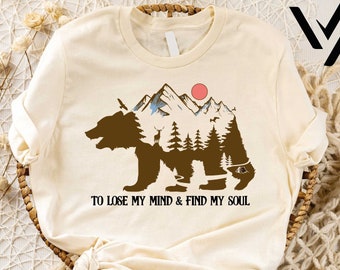 Camiseta "Perder la cabeza y encontrar mi alma", "La aventura te espera", "Bosque", "Camping", "Wanderlust", "Senderismo", "Hora de aventuras"