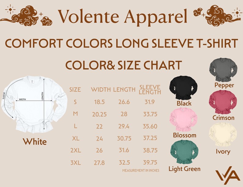 a women's shirt with different colors and sizes
