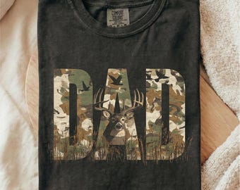 Hunting Dad Shirt, Deer Hunter Gift for Dad, Outdoors Dad Gift, Rustic Camo Father Tee, Fathers Day Gift