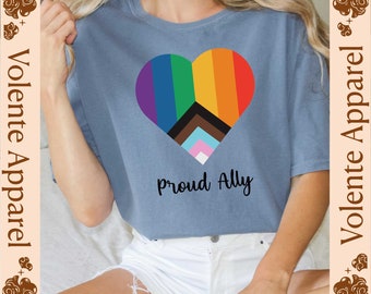 Proud Ally Shirt, Ally Pride Shirt, LGBTQ Shirt, Pride Month Shirt, Rainbow Hearts Shirt, Gay Pride Shirt, Equality Shirt, LGBTQ Shirts